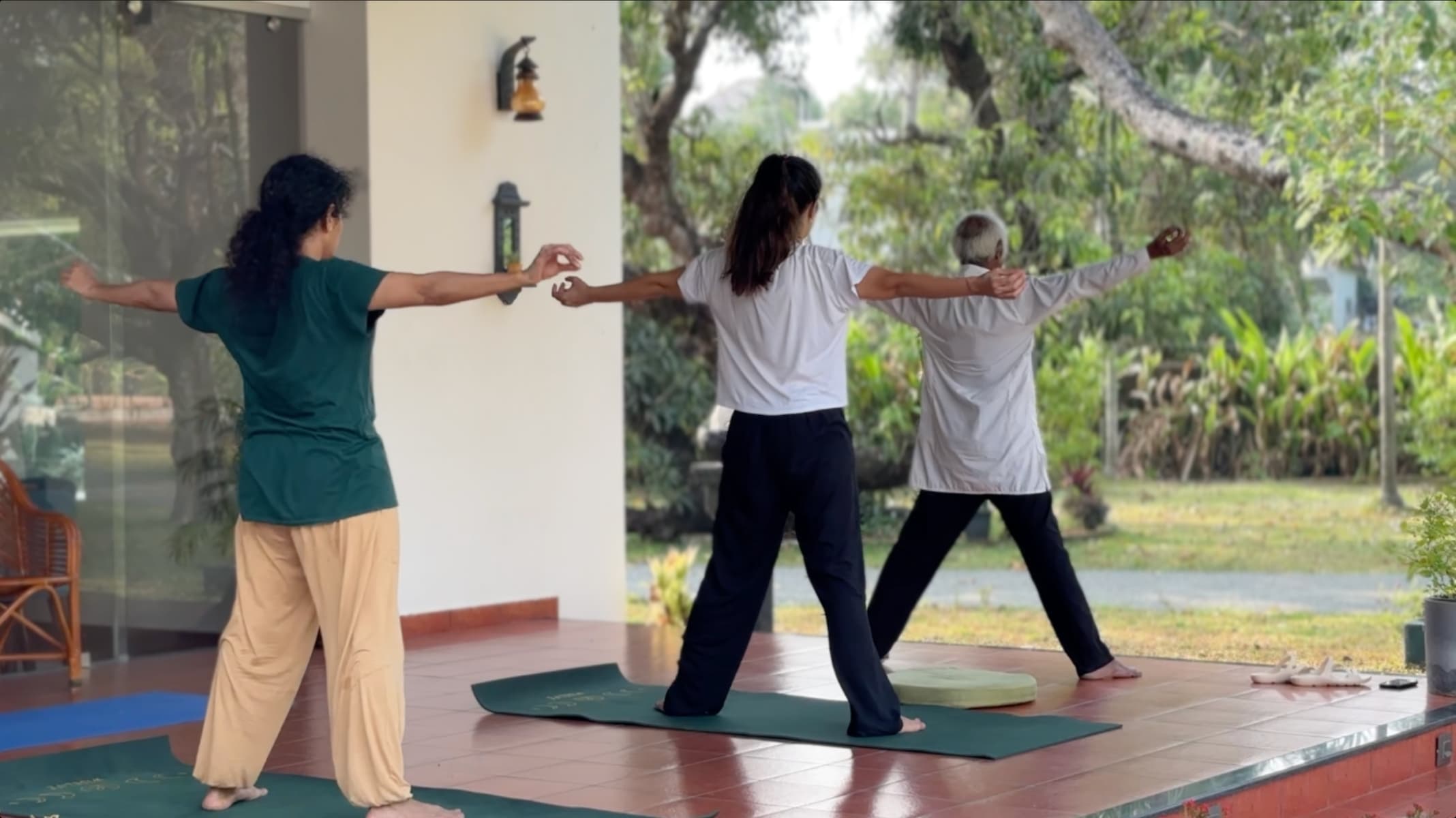 Yoga session as part of an Ayurvedic stay at Ashwattha